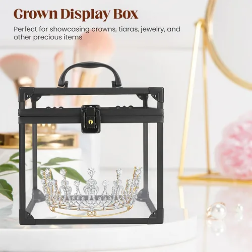 Miniatura 5 de Caja de corona, estuche de maquillaje transparente, organizador de cosméticos, gran capacidad de acrílico transparente para artistas, vitrina