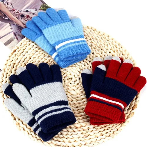 Miniatura 11 de Hicdaw 6 pares de guantes de invierno para niños, guantes de punto elásticos y cálidos para niños o niñas