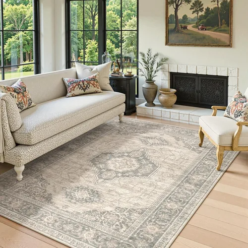 Miniatura 63 de Lahome Alfombra oriental lavable de área pequeña, 2 x 3 pies, para entrada, cocina, ultra fina, suave, tapete antideslizante para puerta de Azul