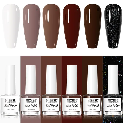 Miniatura 10 de MIZHSE Juego de esmaltes de uñas de secado rápido, esmalte de uñas de colores brillantes, esmalte de uñas regular sin gel, amarillo, verde, morado