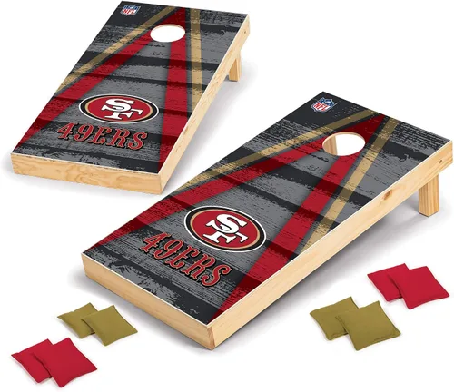 Wild Sports - Set para jugar al cornhole (meter sacos pequeños en un agujero) con tablero de madera de 2 x 4 pies y 8 sacos con frijoles, diseño de