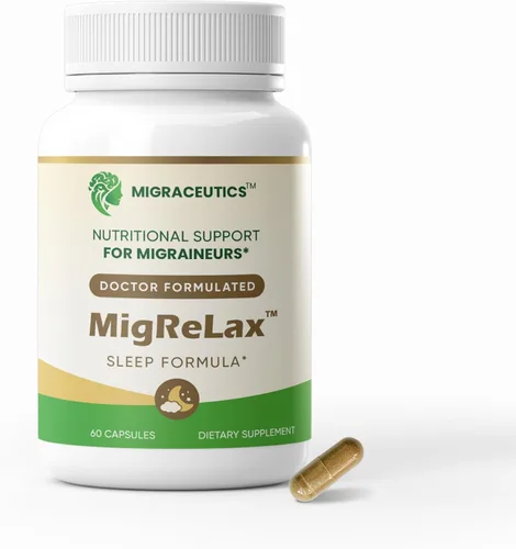 MigReLax - Suplementos de alivio de la migraña formulados por médicos, apoyo para dormir y relajación con valeriana, bálsamo de limón, flor de la