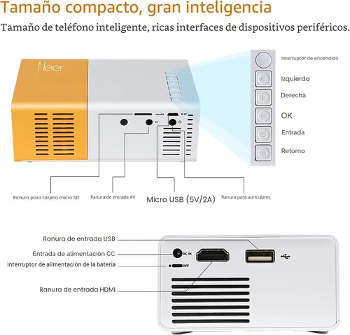 Miniatura 3 de Mini Proyector, Meer Proyector de Video LCD LED Pico Portátil a Todo Color para Regalo de Niños, Película de Video TV, Juego de Fiesta