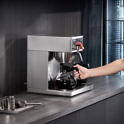 Miniatura 8 de VEVOR Cafetera Comercial de Goteo de 12 Tazas, Máquina de Café con 3 Jarras de Vidrio y 3 Platos Calentadores, Cafetera de Acero Inoxidable