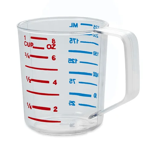 Rubbermaid Commercial Products, taza medidora transparente Bouncer, 1 taza / 0,25 cuartos de galón, transparente, grado alimenticio resistente,