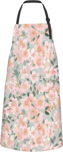 Miniatura 14 de Delantal de cocina ajustable de tela Oxford con 2 bolsillos, delantal de cocina impermeable para hombres, mujeres, mamá, esposa, papá, regalo ideal