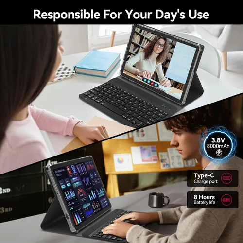 Miniatura 7 de KADYBE Tableta Android 15 de 11 pulgadas, las tabletas más recientes de 2025 con 16GB RAM 128GB ROM 1TB expandible, tableta con teclado, batería