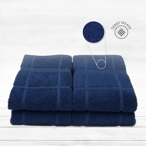 Miniatura 3 de Toallas de cocina de rizo 100% algodón para cocina, paquete de 4 unidades, lisas, 16 x 26 pulgadas, súper suaves y absorbentes, perfectas para Azul