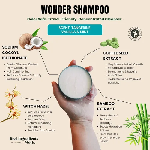 Miniatura 2 de Shear Revival Wonder Champú para hombres y mujeres, limpia y acondiciona el cabello y el cuero cabelludo, todo natural, sin sulfatos ni parabenos