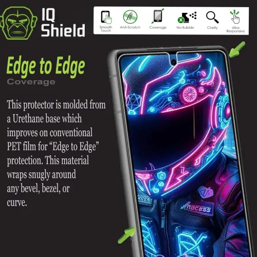 Miniatura 3 de IQShield Paquete de 2 protectores de pantalla para Google Pixel 7, fácil instalación, antiarañazos, antiburbujas, película de TPU transparente