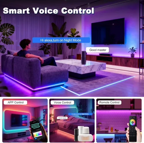 Miniatura 5 de Tira de luces LED COB de 32.8 pies (32.8 ft), 720 LEDs/m, luces RGB inteligentes compatibles con Alexa/Google Assistant y Tuya/Smart Life App