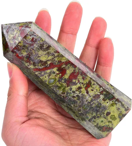 Miniatura 16 de AMOYSTONE Obelisco de Piedra de Sangre Africana Varita de Cristal Curativo Grande Torre Columna Facetada de 6 Lados Reiki Chakra Meditación Terapia