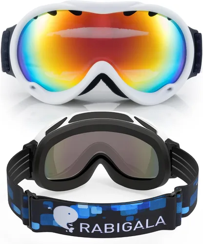 Miniatura 4 de RABIGALA Gafas de esquí de nieve/snowboard para hombres, mujeres, adultos, jóvenes, motos de nieve, esquí, patinaje, 100% protección UV, antivaho