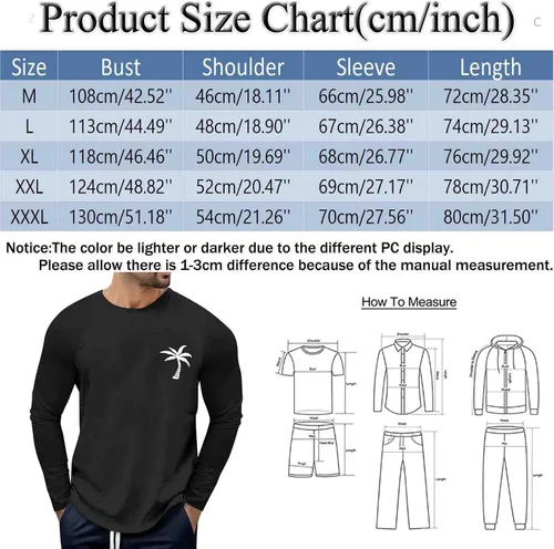 Miniatura 5 de Camisetas de manga larga para hombre, transpirables, con cuello redondo, térmicas, ajuste regular, camisetas elegantes y cómodas