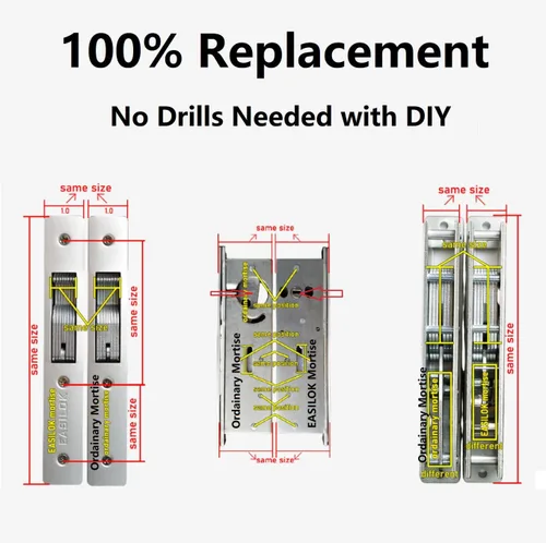 Miniatura 7 de 100% Cerradura de teclado sin llave para tienda, Adams Rite comercial DIY de remplazo de embutir, cerradura de entrada de aluminio sin perforación