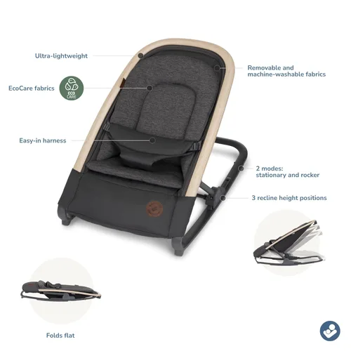 Miniatura 3 de Maxi-Cosi Kori - Asiento mecedor de bebé 2 en 1 para bebés, silla mecedora de bebé, portátil para bebés, grafito clásico