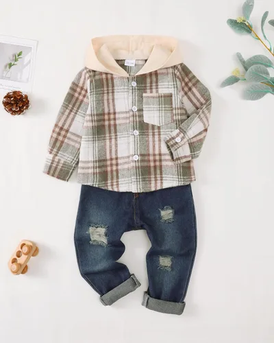Miniatura 59 de Renotemy Ropa de bebé para niño, trajes de mezclilla, sudadera con capucha para bebés, pantalones de mezclilla, ropa para niños pequeños