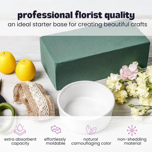 Miniatura 4 de Bloques de espuma floral (4 ladrillos) – Espuma de floristería húmeda – Bloque de espuma verde para arreglos de flores artificiales y frescas
