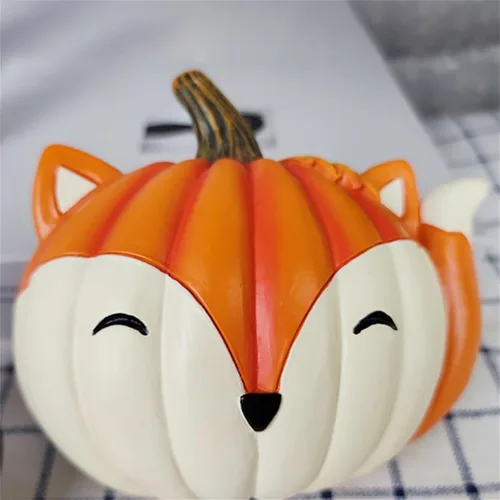 Miniatura 2 de BULINGNA Estatua de calabaza de animales de dibujos animados, escultura de resina pequeña, adorno de escritorio, decoración del hogar, Halloween
