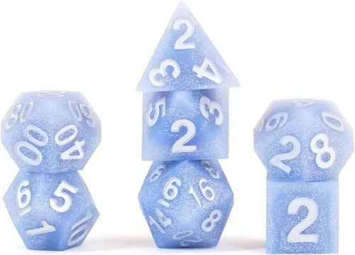 FanRoll - Juego de dados DND de goma de silicona de borde afilado de 0.630 in: residuos glaciales, dados de juego de rol para Calabozos y Dragones