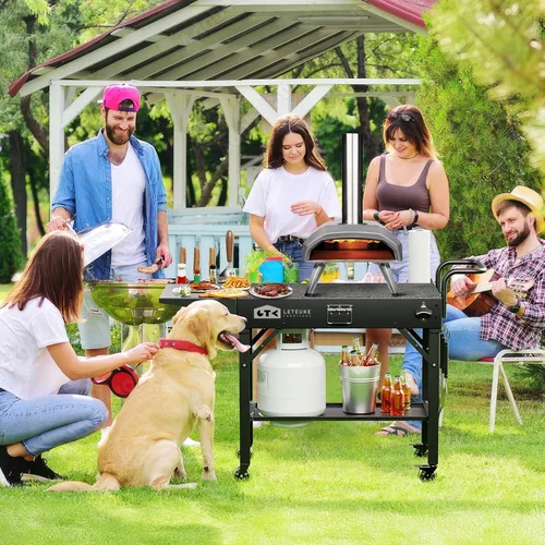 Miniatura 6 de Carro para parrilla Leteuke para Blackstone, mesa de parrilla portátil al aire libre, carro plegable con ruedas para Ninja, soporte para parrilla