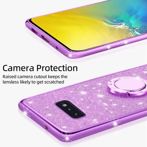 Miniatura 4 de Funda para Samsung Galaxy S10e, Galaxy S10e para mujer, con purpurina, cristal suave, transparente, TPU de lujo, bonita funda protectora con correa