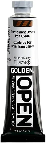 Miniatura 31 de GOLDEN OPEN Acrílicos de secado lento, Siena cruda, tubo de 2 fl oz, Pintura acrílica profesional, semiopaca Tierra de sierra natural