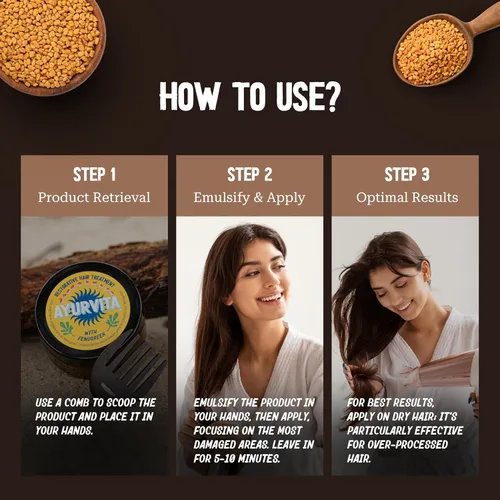 Miniatura 6 de Tratamiento capilar – Máscara restauradora de fenogreco para hombres y mujeres – Nutritiva, hidratante e hidratante – Mejor crecimiento del cabello
