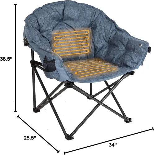Miniatura 2 de MacSports Silla de salón plegable con cojín térmico para patio, club, camping, picnic, actividades al aire libre Silla sin batería incluida