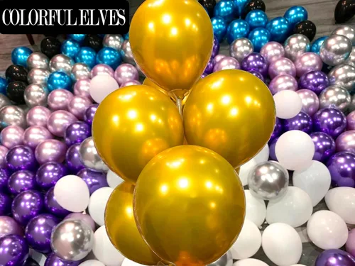 Miniatura 6 de 100 globos dorados metálicos de 5 pulgadas, pequeños globos cromados de helio dorado brillante para decoraciones de fiestas