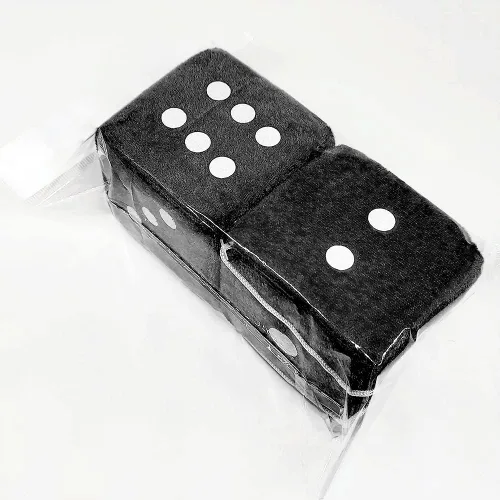 Miniatura 3 de Par de dados de felpa negros peludos de 2.75 pulgadas clásico vintage [dados nostálgicos de los años 80 para espejo de automóviles] para espejos