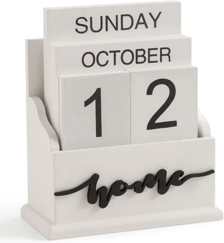 Miniatura 9 de Calendario de bloques para escritorio, bloques de visualización de fecha de mes de madera para profesores, estudiantes, aula, decoración rústica