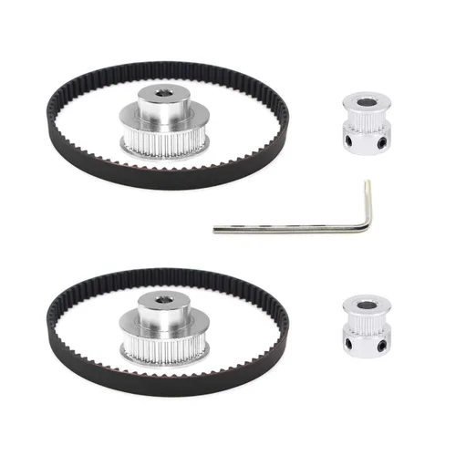 Miniatura 11 de 2Kit 2GT Rueda síncrona 20 y 30 dientes de 0.197 in de diámetro de aluminio Polea de sincronización con 2 piezas de longitud 7.874 in de ancho