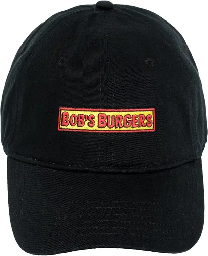 Concept One Bob's Burgers - Gorro ajustable de algodón con logotipo bordado para papá con ala curva, color negro, talla única, Negro -