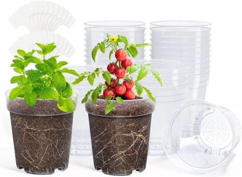 Miniatura 16 de homenote Macetas de vivero, paquete de 30, maceta de 3/4/5 pulgadas para plantar, macetas transparentes para plantas, plántulas de plástico