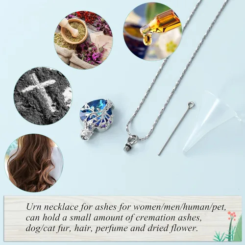 Miniatura 80 de Imrsanl Collar de urna de árbol de la vida con forma de corazón, joyería de cremación para hombres y mujeres, recuerdo, joyería conmemorativa