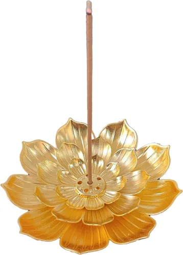 Miniatura 12 de Soporte de incienso para palos con atrapascenas desmontable de loto, 6 agujeros de incienso, quemador de incienso, decoración del hogar de metal