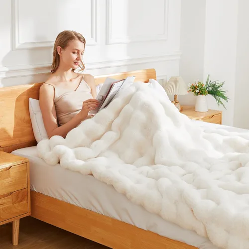 Miniatura 5 de Latepis Manta de piel sintética de lujo, manta esponjosa para sofá, manta suave y gruesa para cama y sofá, manta de felpa suave y cálida para todas