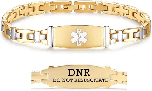 Miniatura 16 de LinnaLove Lady Medical Alert - Pulseras médicas de acero inoxidable para mujer, 7.5 pulgadas
