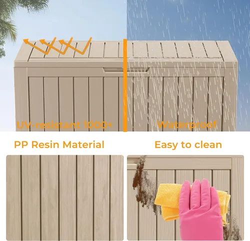 Miniatura 2 de Caja de almacenamiento de resina impermeable para exteriores con cerradura para interiores y exteriores, para cojines de patio, muebles de patio