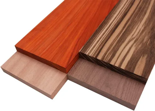 Paquete variado de madera dura exótica importada, madera de cebra, nogal, padauk, okoume - 3/4 x 6 pulgadas (4 piezas) (3/4 x 6 x 12 pulgadas)