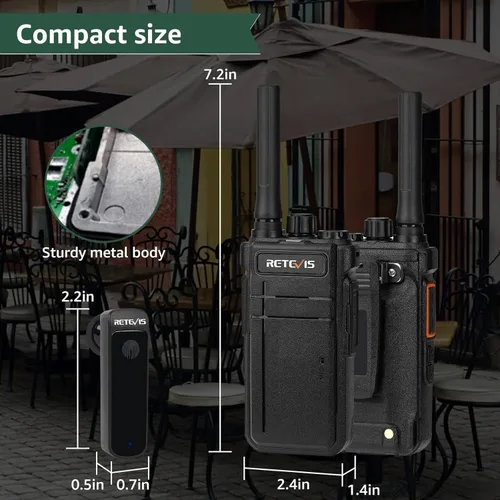 Miniatura 7 de Retevis Walkie Talkies RB37 Bluetooth, radio bidireccional Bluetooth, nueva versión, batería de larga duración de 2000 mAh y 120 h, auricular