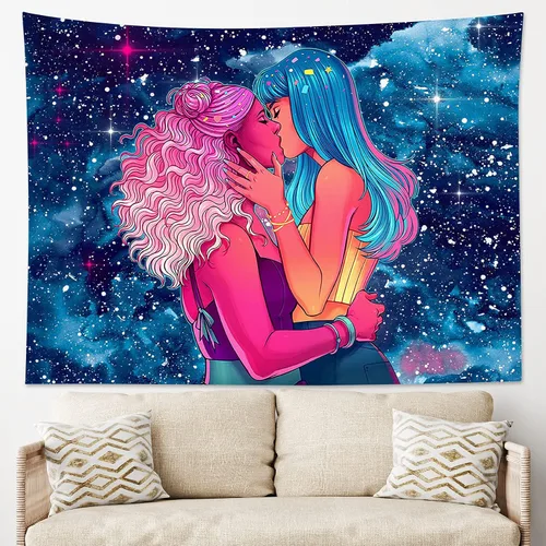 Miniatura 25 de HVEST Tapiz de fase lunar para colgar en la pared, cielo morado con nubes, estrellas, decoración de pared celestial, paisaje natural, decoración