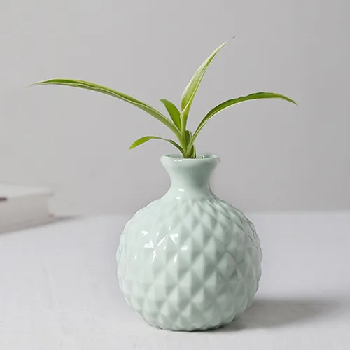 GeLive Ikebana - Jarrón decorativo de cerámica colorido de macarrón con arreglo floral (color verde claro)