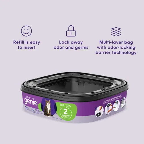 Miniatura 4 de Bolsas de recambio Litter Genie 14 pies (Paquete de 1) Tecnología de múltiples capas de barrera de olores Un cartucho cuadrado de recambio dura