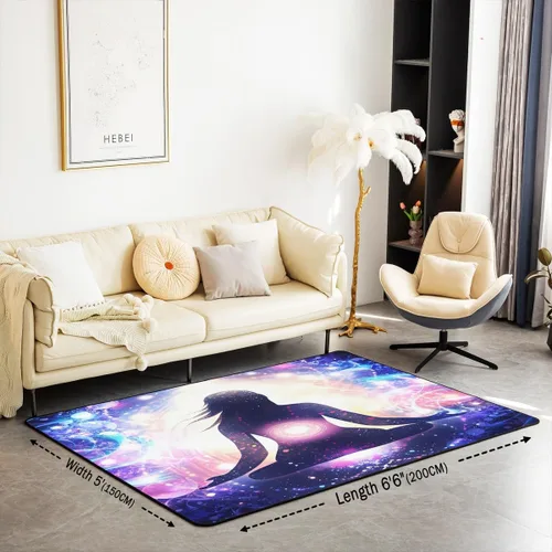 Miniatura 3 de jejeloiu Alfombra de yoga de 3 x 5 pies para sala de estar, dormitorio, mujeres y hombres, alfombra decorativa espiritual zen para cocina