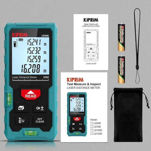 Miniatura 8 de Kiprim Medidor de Distancia Láser de Alta Precisión 165 pies Kiprim LD50E Cinta Métrica Láser 50M Herramienta de Medición Láser Compacta