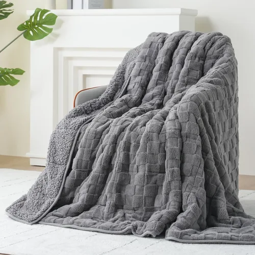Miniatura 8 de Kivik - Mantas con peso de doble cara para adultos, mantas estampadas a cuadros, súper suaves y pesadas, para sofá y cama, con tela ultra esponjosa
