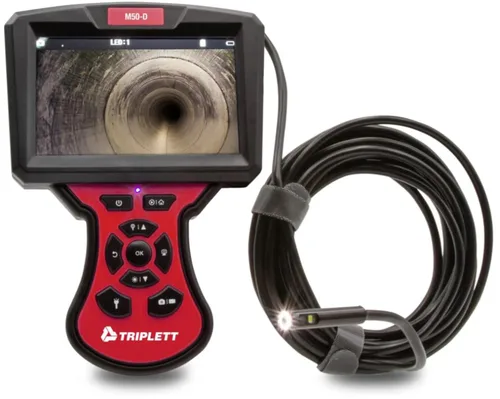 Triplett BR350 Videoscopio de alta definición con vista frontal y lateral con cámaras duales impermeables de 5mm y pantalla LCD a color de 5"