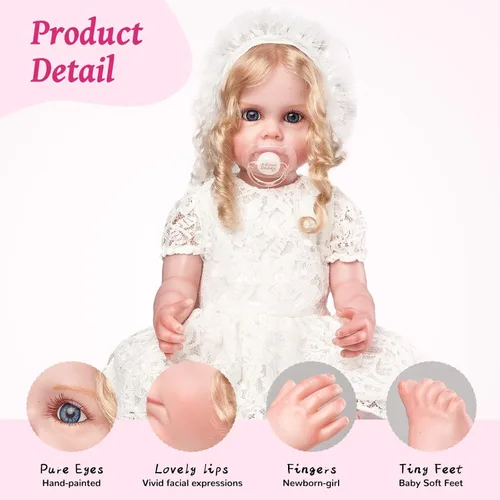 Miniatura 3 de Muñecas Reborn de 22 pulgadas de vinilo suave realista de bebé recién nacida, muñeca realista de bebé niña, muñecas realistas recién nacidas con kit